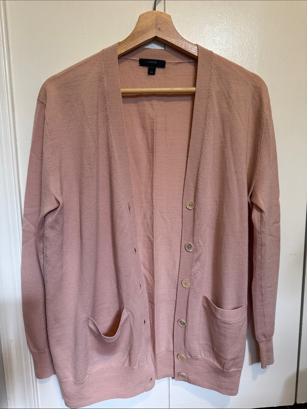 J. Crew Blush Pink Button-Front Cardigan
